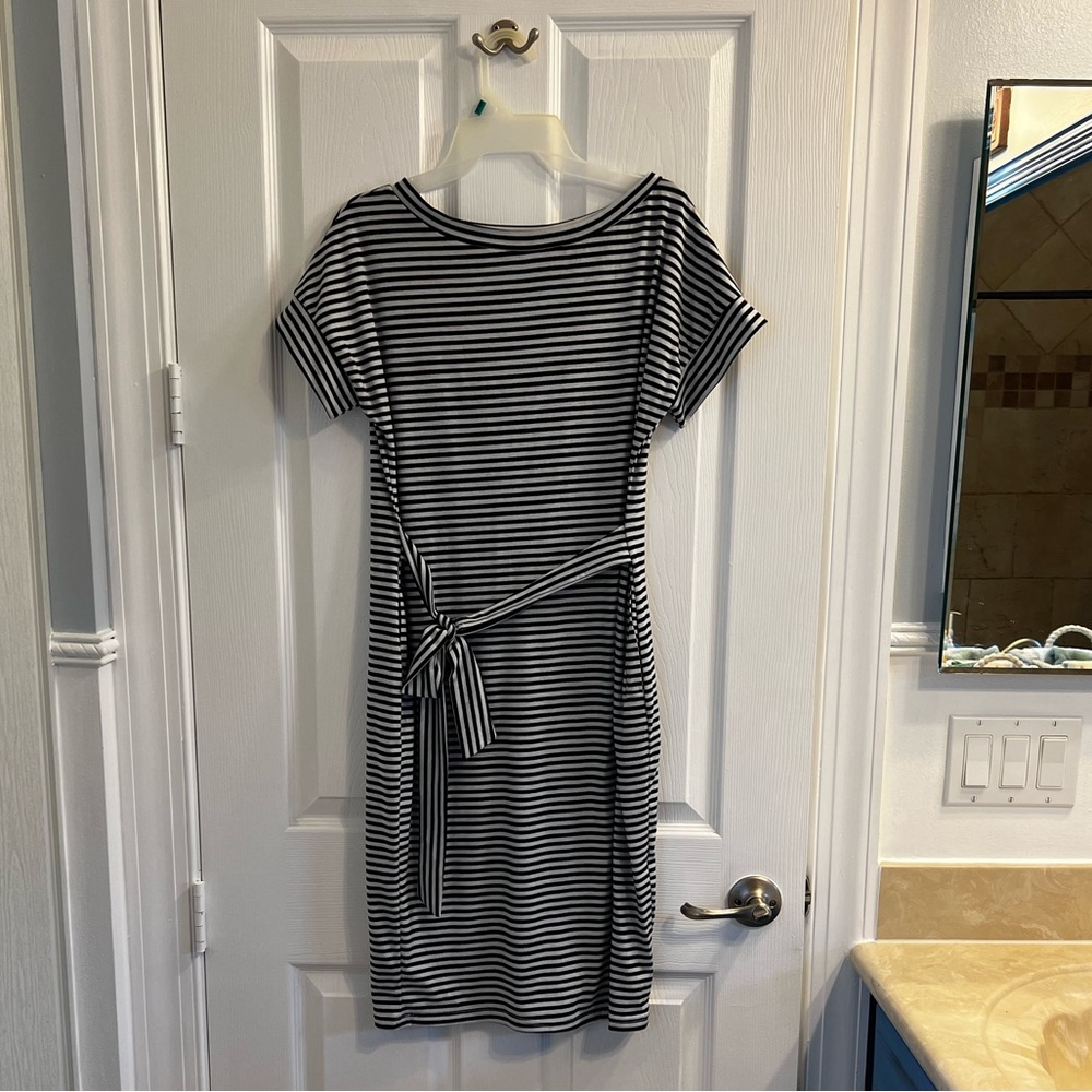 Ecowish navy white striped nautical dress medium